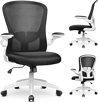 Amazon デスクチェア Mfavour 椅子 オフィス オフィスチェア パソコンチェア イス 跳ね上げ式アームレスト 疲れない椅子 コンパクト 通気性 360度回転 座面昇降 強化ナイロン 静音puキャスター 勉強 事務 テレワーク 一年間無償部品交換保証 デスクチェア 文房具