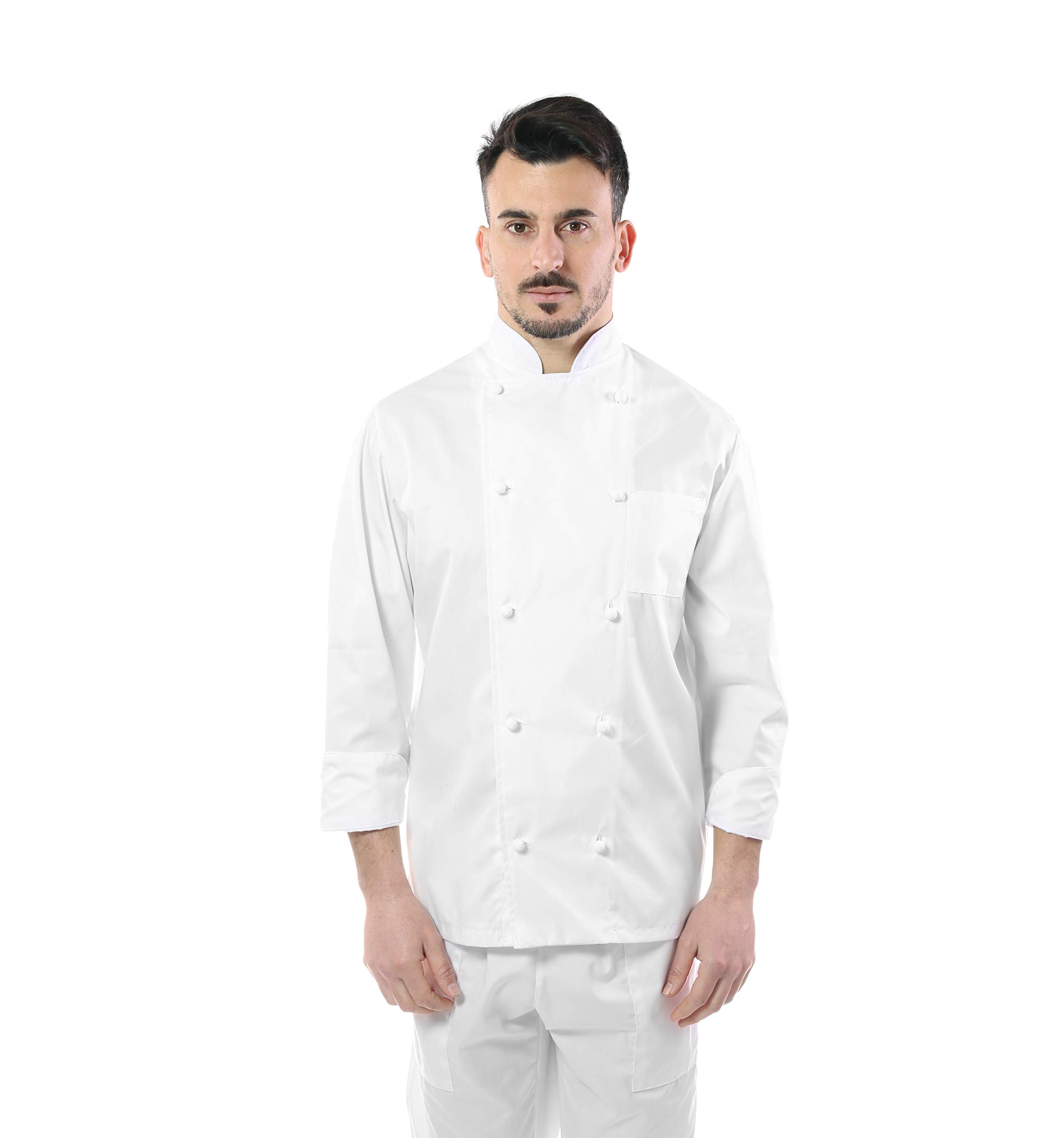 Chaqueta de cocinero para hombre – blanca – Casaca Chef – Uniforme personalizable para cocina y restaurante – Fabricado en Italia