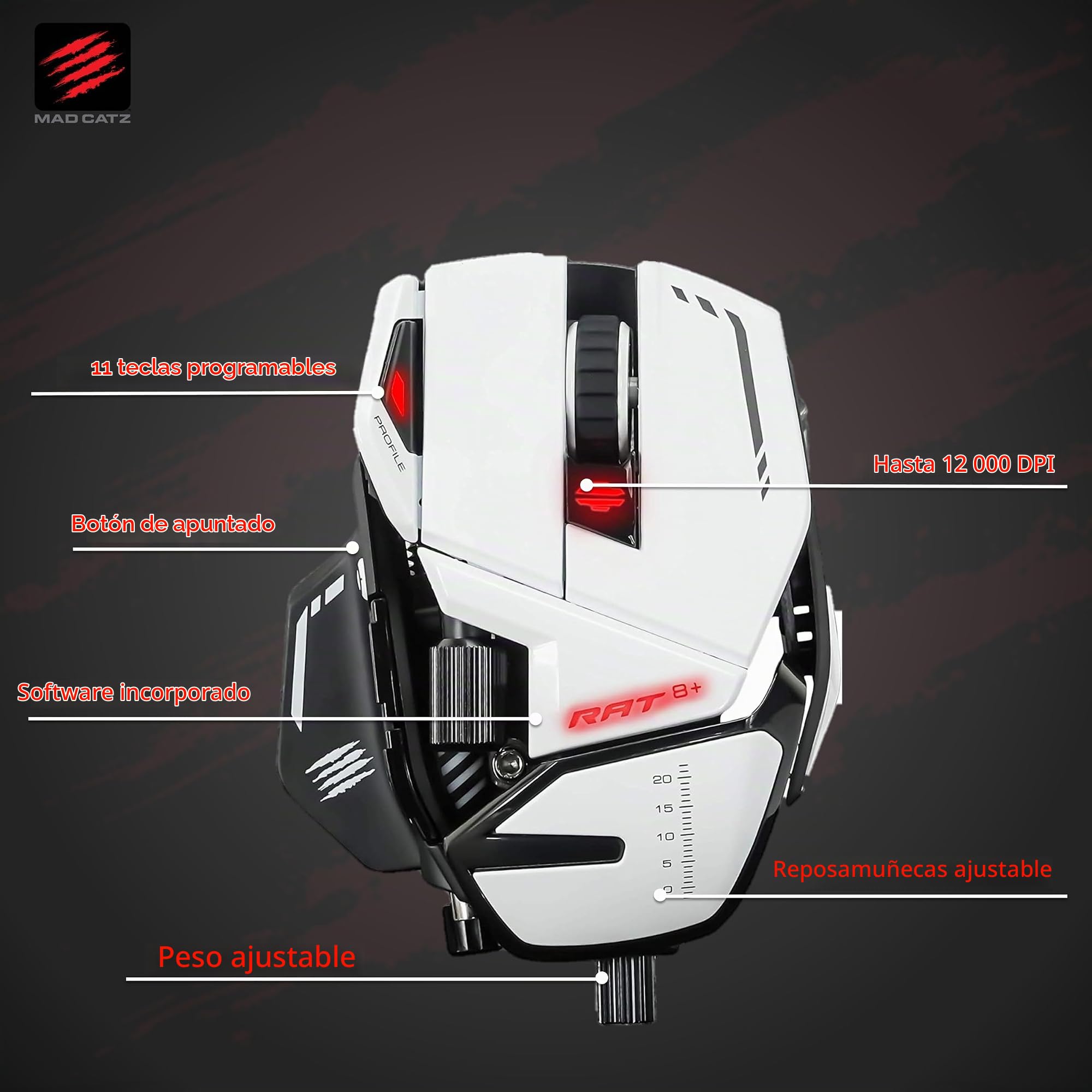 Mad Catz R.A.T. 8 Ratón Gaming Blanco