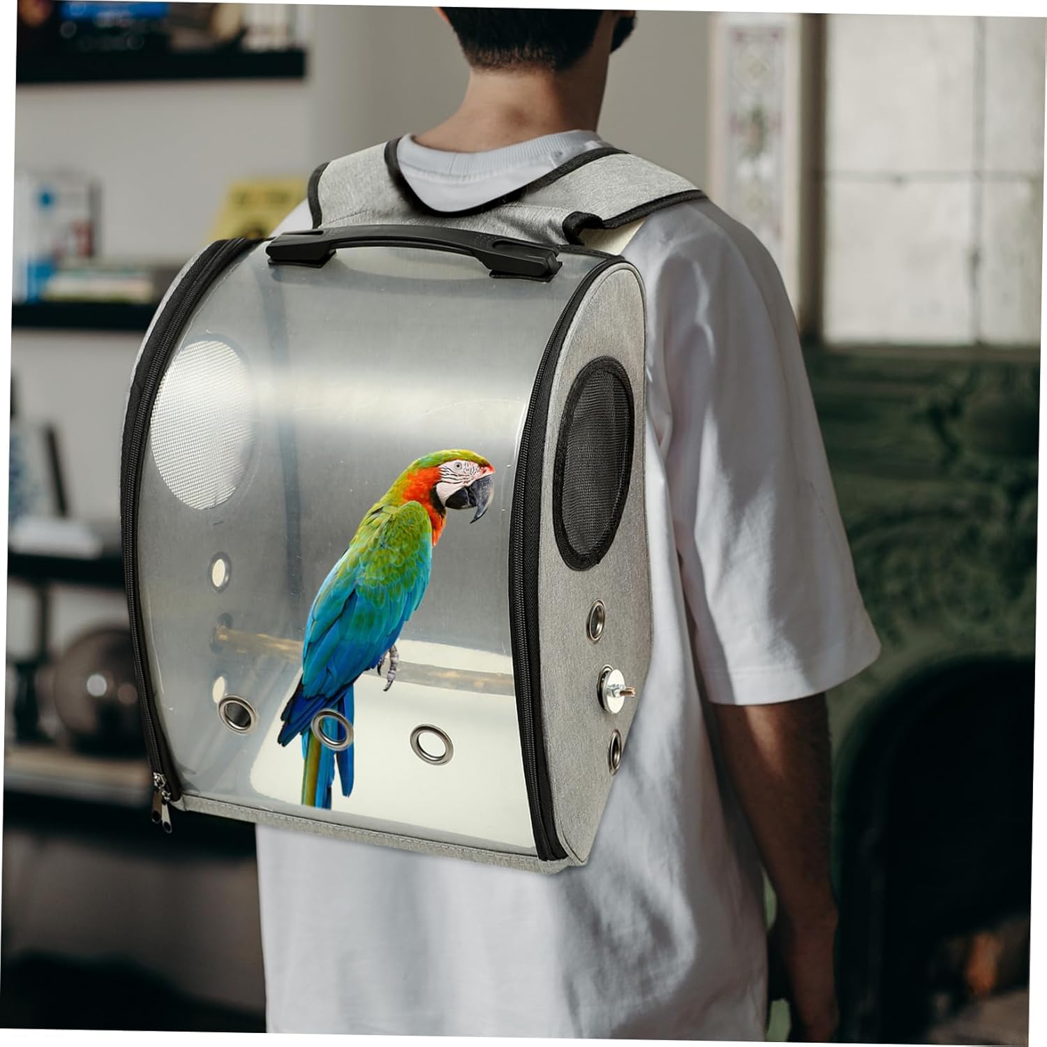 Parrot Carrying Bag Breathable Design and Standing Perch for Outdoor Travel Lightweight Bird Carrier Window for Hiking and Sightseeing