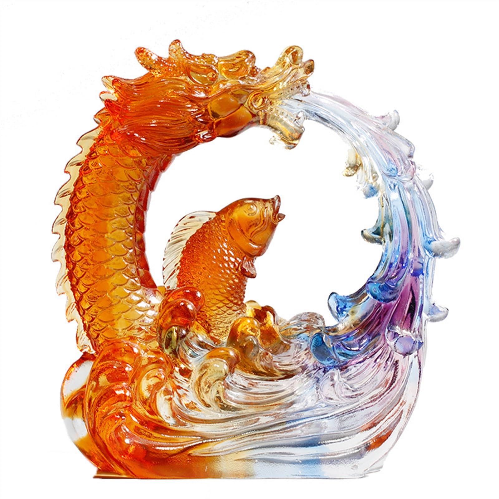 Dekoracja pulpitu Feng Shui kolorowa glazura karp Koi statua bogactwo karp skarb szczęście szczęście pomyślny dekoracje do domowego biura kolekcja prezent Rzeźby ozdobne