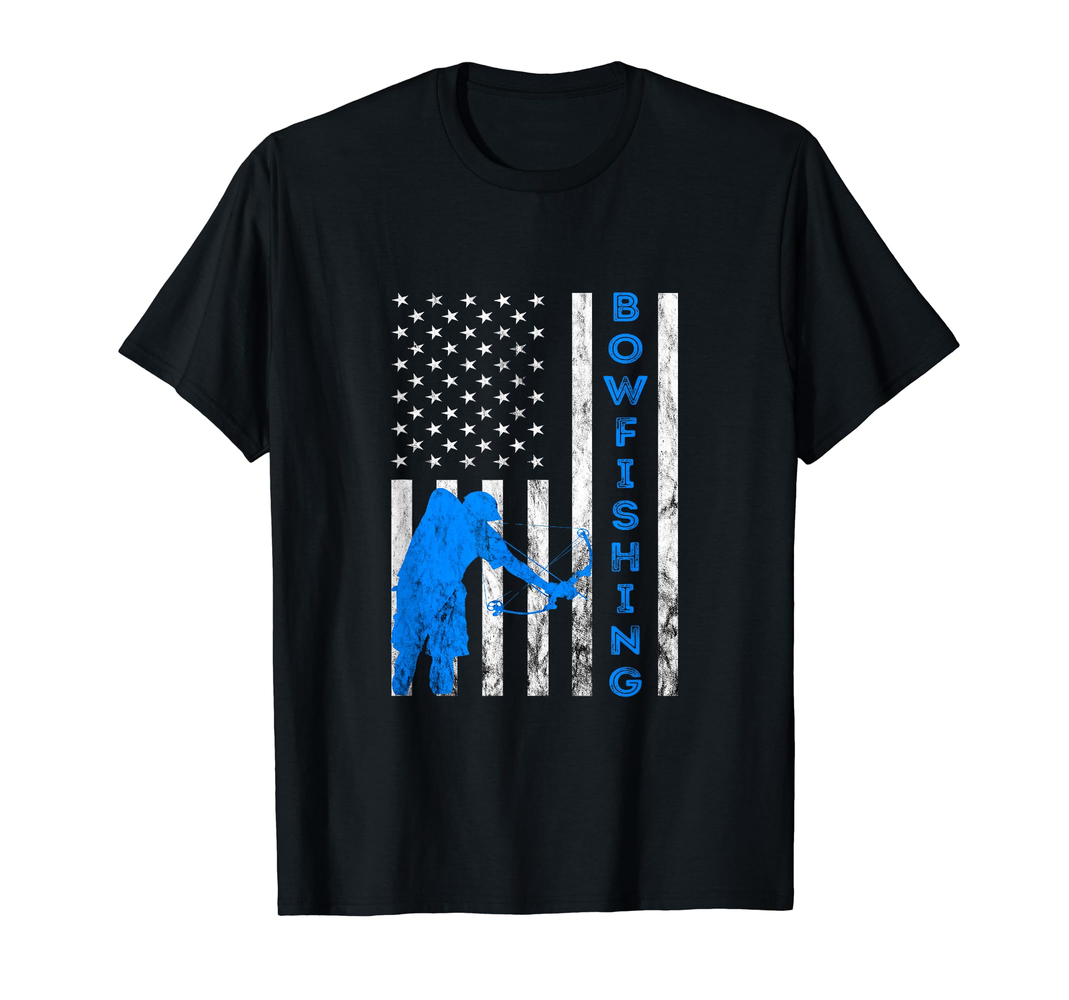 Cool Bow And Arrow Fishing BowfisherBowfishing USA Fish Bow Hunting Flag American Bowfisher T-Shirt