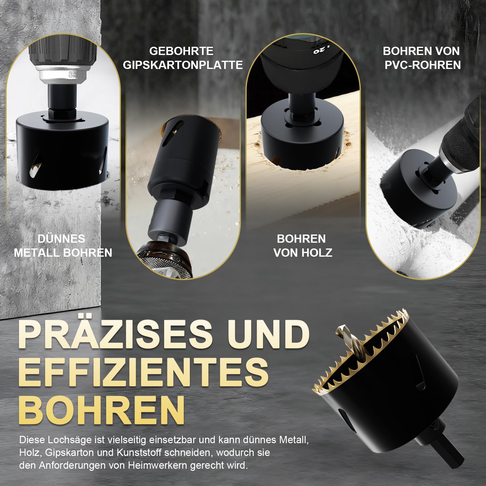 16 piezas (19 a 83 mm) Bi-Metal Sierra de corona Kit, con arbors de cambio rápido, para madera, metal, plástico y PVC, juego completo profesional con carcasa