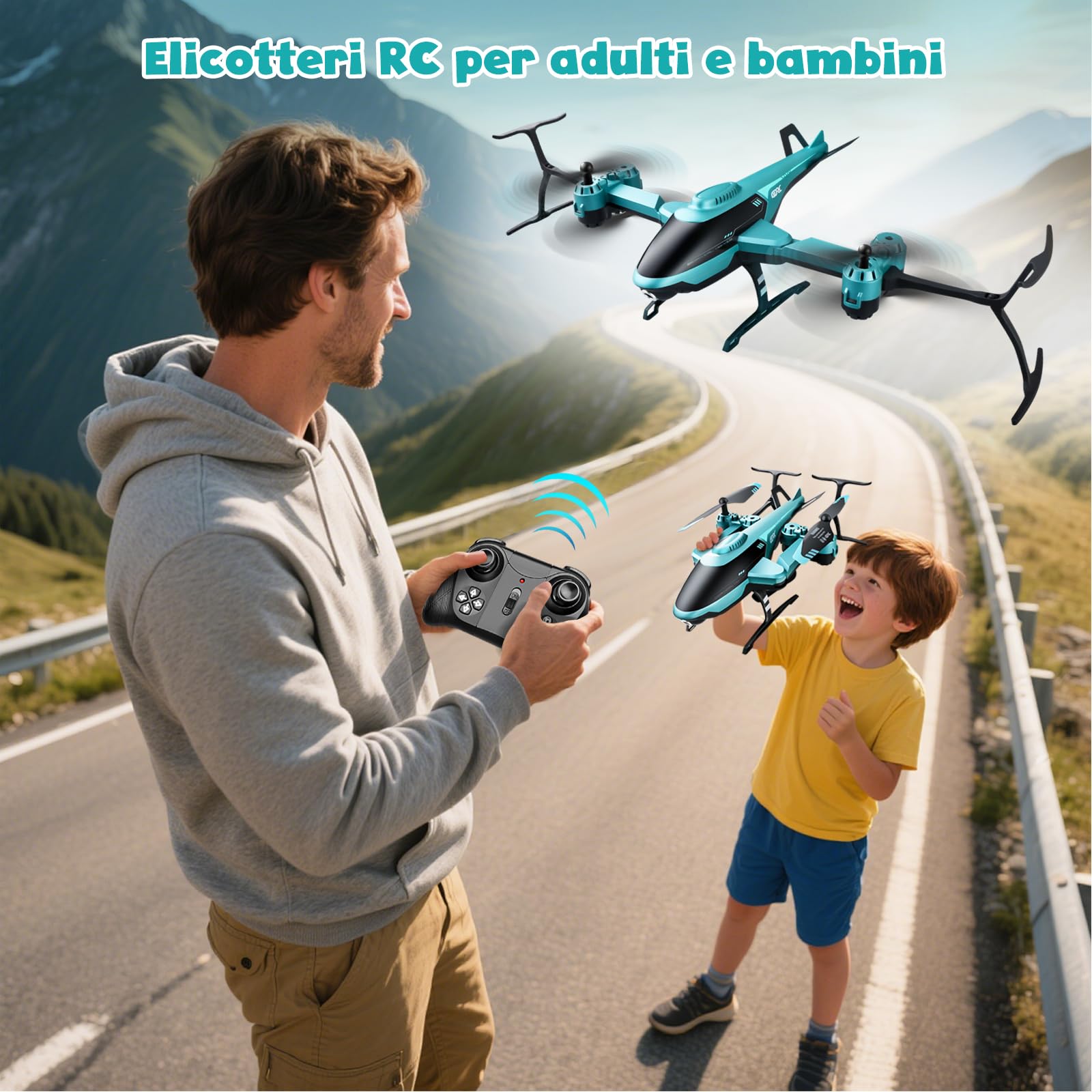 PATEMZON Elicottero Telecomandato, 2.4GHz RC Aereo Giocattoli con Luce Led e Volo Notturno, Rotazione A 360°, Involucro Pieghevole, Evitamento Ostacoli, Regalo per Ragazzo Ragazze dai 3+ Anni (Verde)