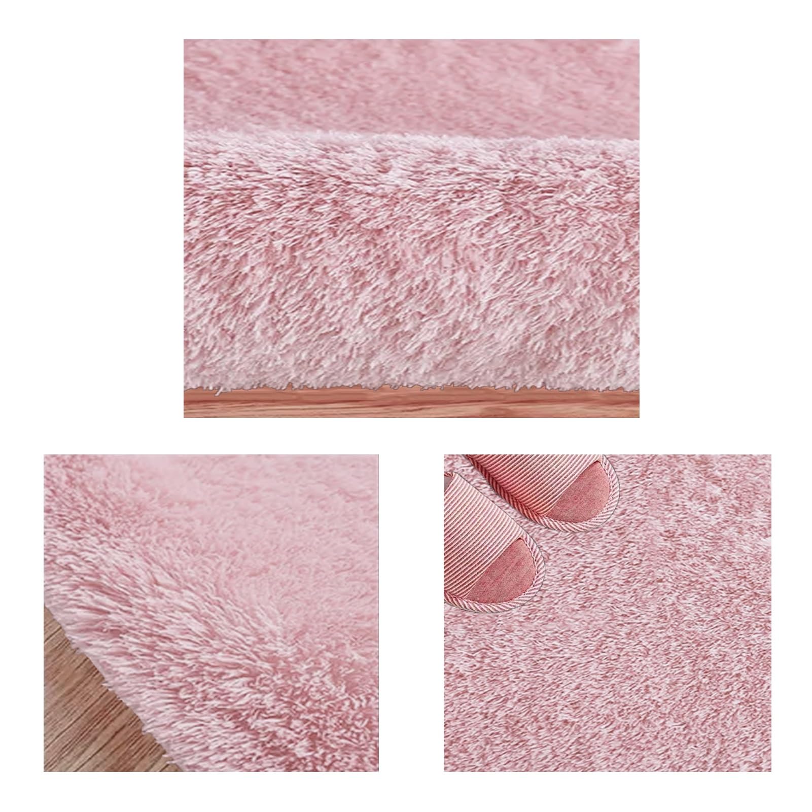 Teppiche Schlafzimmer 160 x 190 cm Anti-Rutsch Unterseite Modern Flächenteppich Wohnzimmer Deko für Stühle Sofa Schlafzimmer Kinderzimmer, Rosa