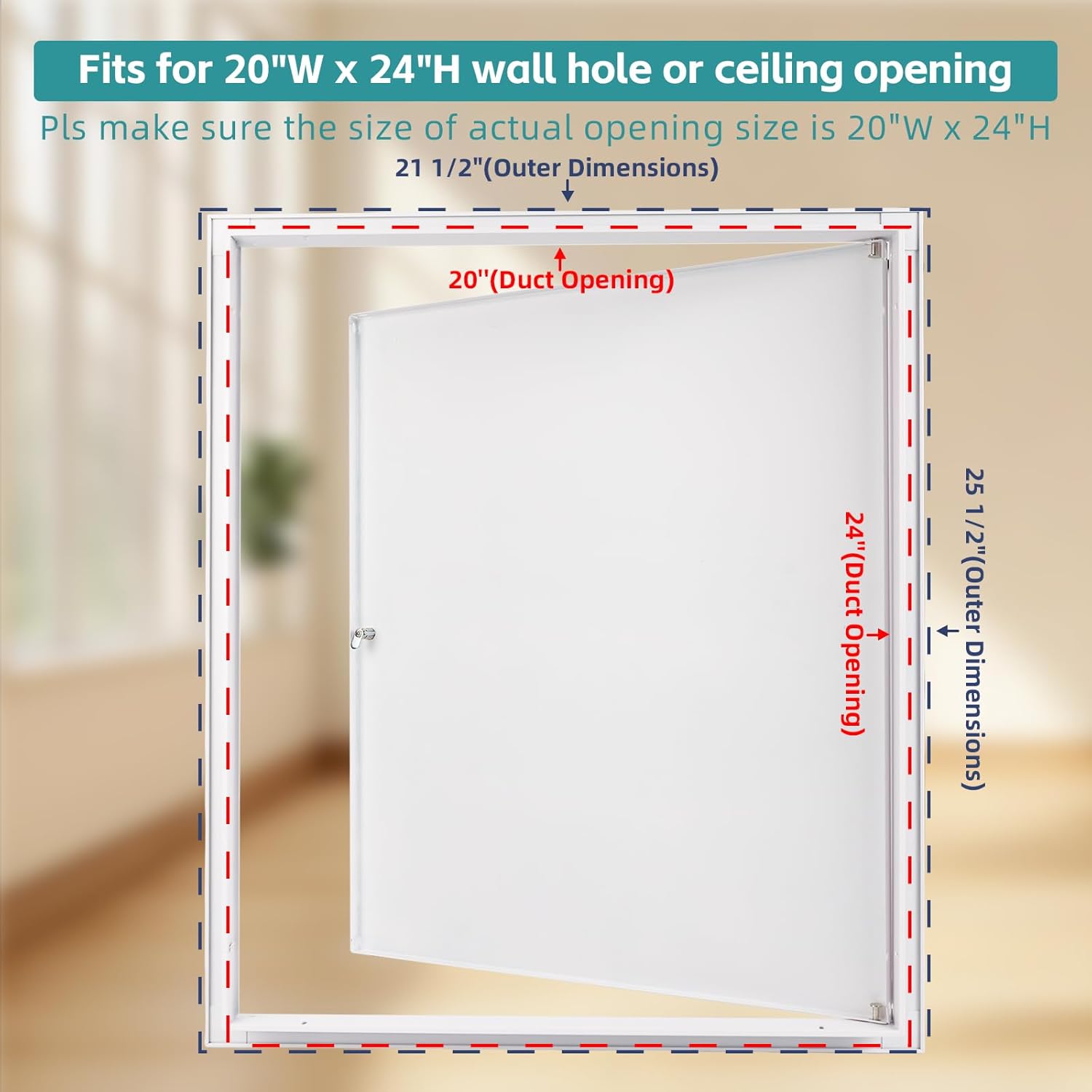 access panel for drywall - 20x24 inch - wall hole cover,metal plumbing access panel for drywall,20wx24h access door,heavy durable thicken 1mm steel and aluminum frame,overall size 21.5 x 25.5 20"wx24"h 1