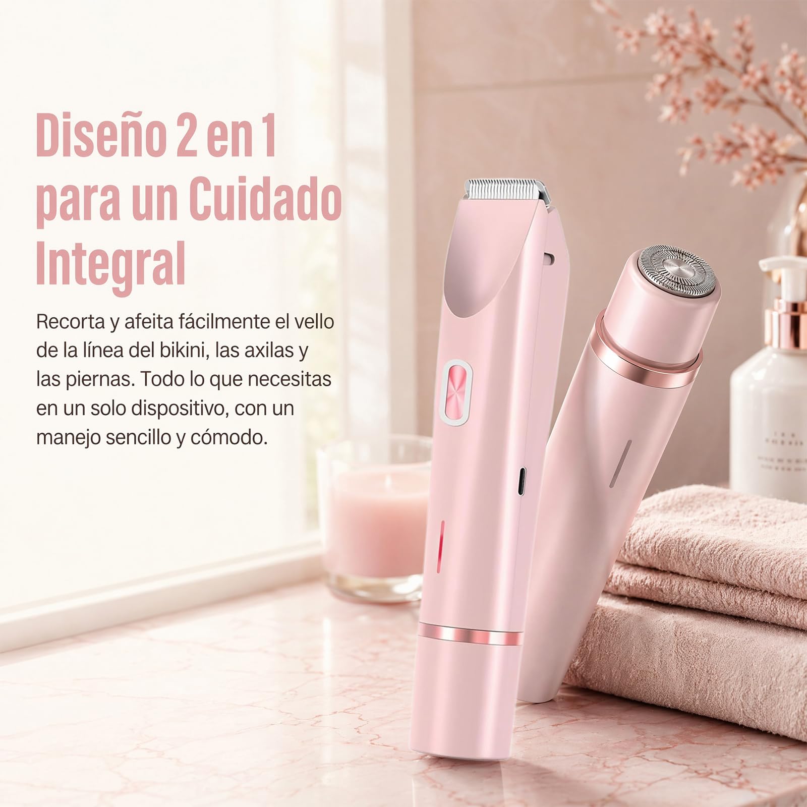 Maquinilla 2 En 1 Para Bikini Ycuerpo Razerly, depiladora razerly maquinilla mujer, Afeitadora eléctrica apta para zonas íntimas, axilas, piernas y piel sensible (1 PC)