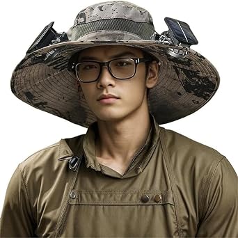 Wide Brim Solar & USB Charging Outdoor Fishing Hat for Men