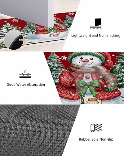Miniatura 3 de Christmas Red Bath Mat for Tub,Non Slip Bathroom Floor Runner Rug Quick Dry & Absorbent Diatomaceous Earth Shower Sink Bedroom Kitchen Washable
