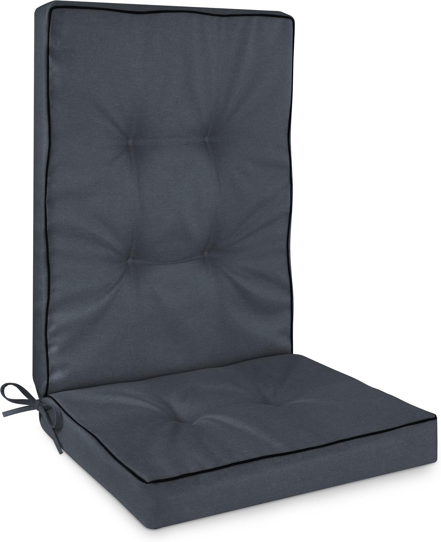 Hochlehner Auflagen Set 2er, 4er oder 6er – Gartenstuhlauflagen mit dickem Schaumstoffkern für hohen Sitzkomfort – Polster für Garten- und Terrassenstühle – made in Poland Dunkelgrau 120 x 50 x 8 cm