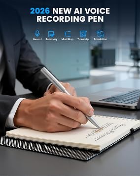 AI Voice Recorder Pen, 64GB Note Sound Recorder with Transcribe, Mind Mapping & AI Summary, Supports 103 Languages, Audio Activated Recorder for Lectures, Meetings, Calls