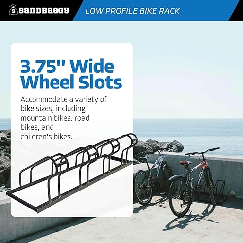 Miniatura 7 de Sandbaggy Portabicicletas comercial de perfil bajo, para exteriores, montaje en superficie, acero - 4 bicicletas (4 de capacidad (perfil bajo), 1)