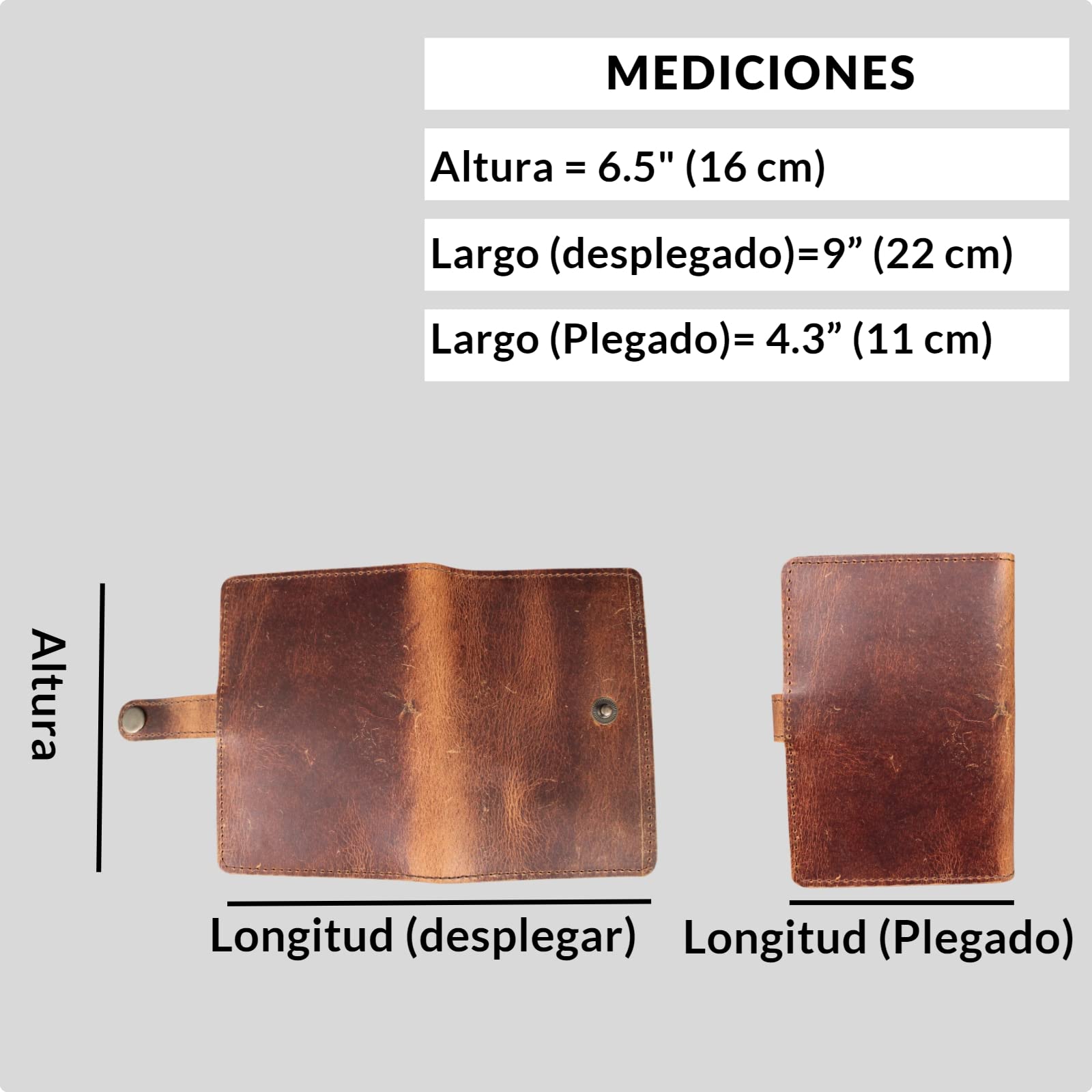 Madosh, Porta Pasaporte de Cuero Genuino, Billetera de Viaje, Funda de Pasaporte Plegable, Billetera de Tarjeta con Bloqueo RFID