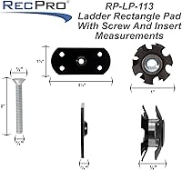 Vista 4 de RecPro Almohadilla de escalera rectangular con tornillo y tuerca de estrella para escalera exterior RV (negro)