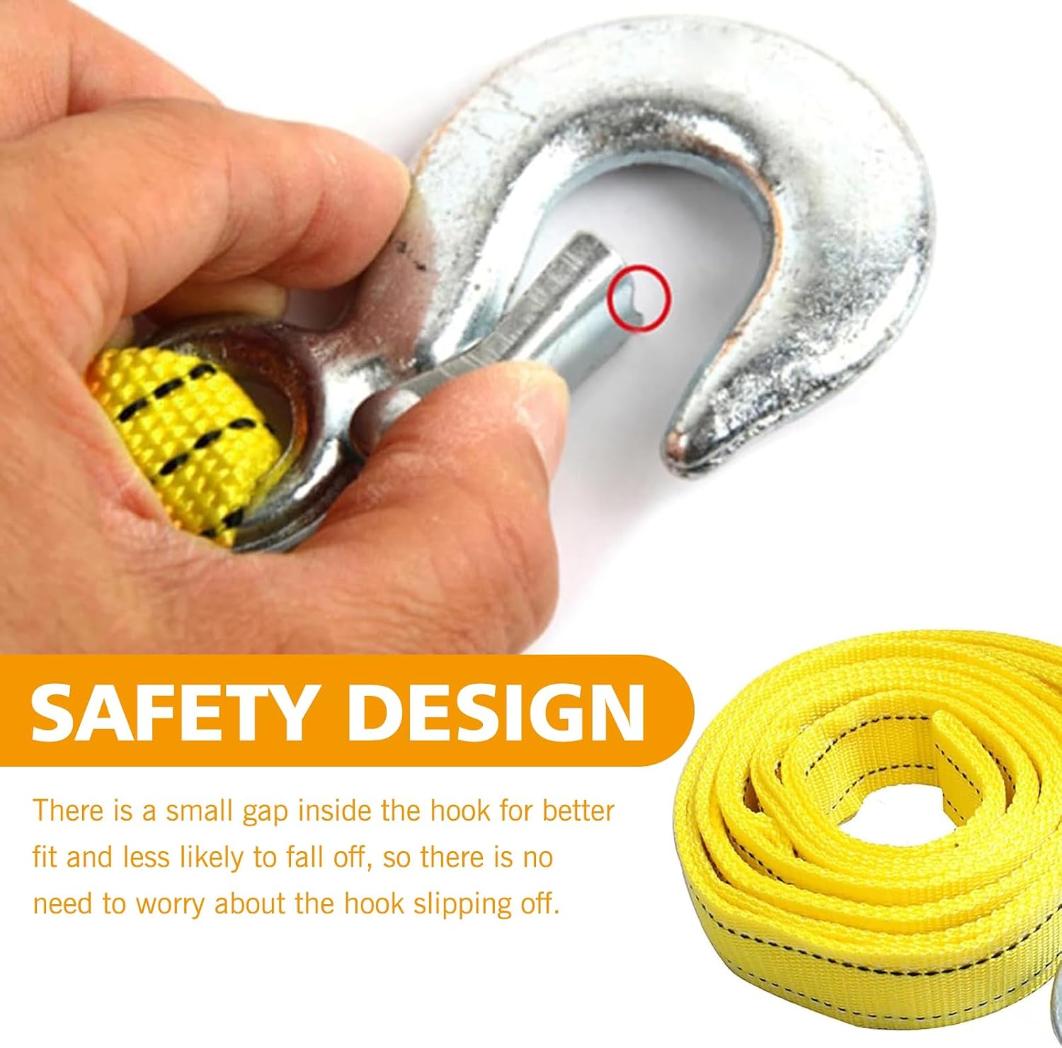 Car Tow Straps, Reflective Double Layer Tie Downs with Hooks, 2" x 20 Feet Emergency Heavy Duty Roadside Recovery Nylon Strong Towing Rope, Universal for Most Cars Trucks (Yellow)