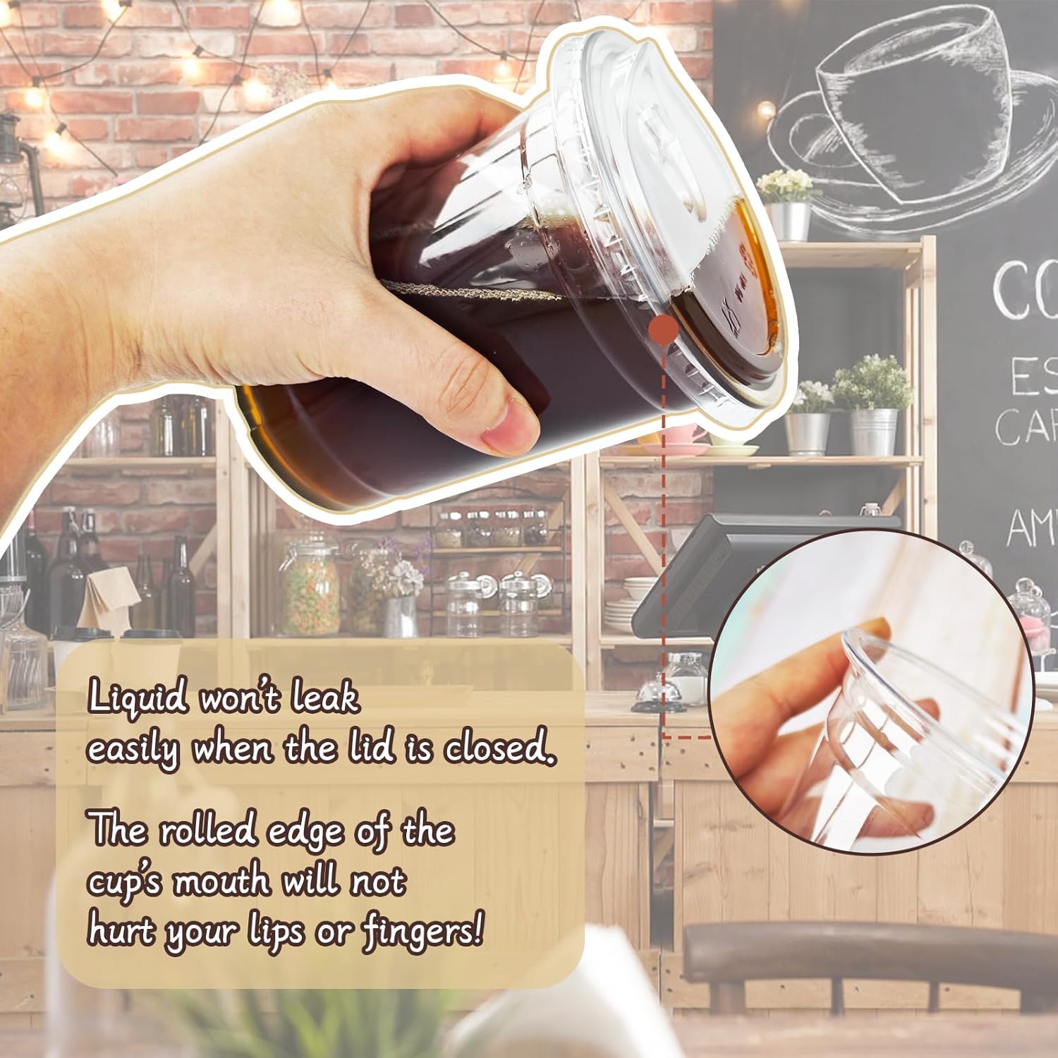 16 Oz Plastic Clear Cups with Strawless-Sip-Lids,25 Sets Plastic Cups with Sip Through Lids,Disposable Iced Coffee Cups for Milkshake,Smoothie,Cold Drinks - Image 5