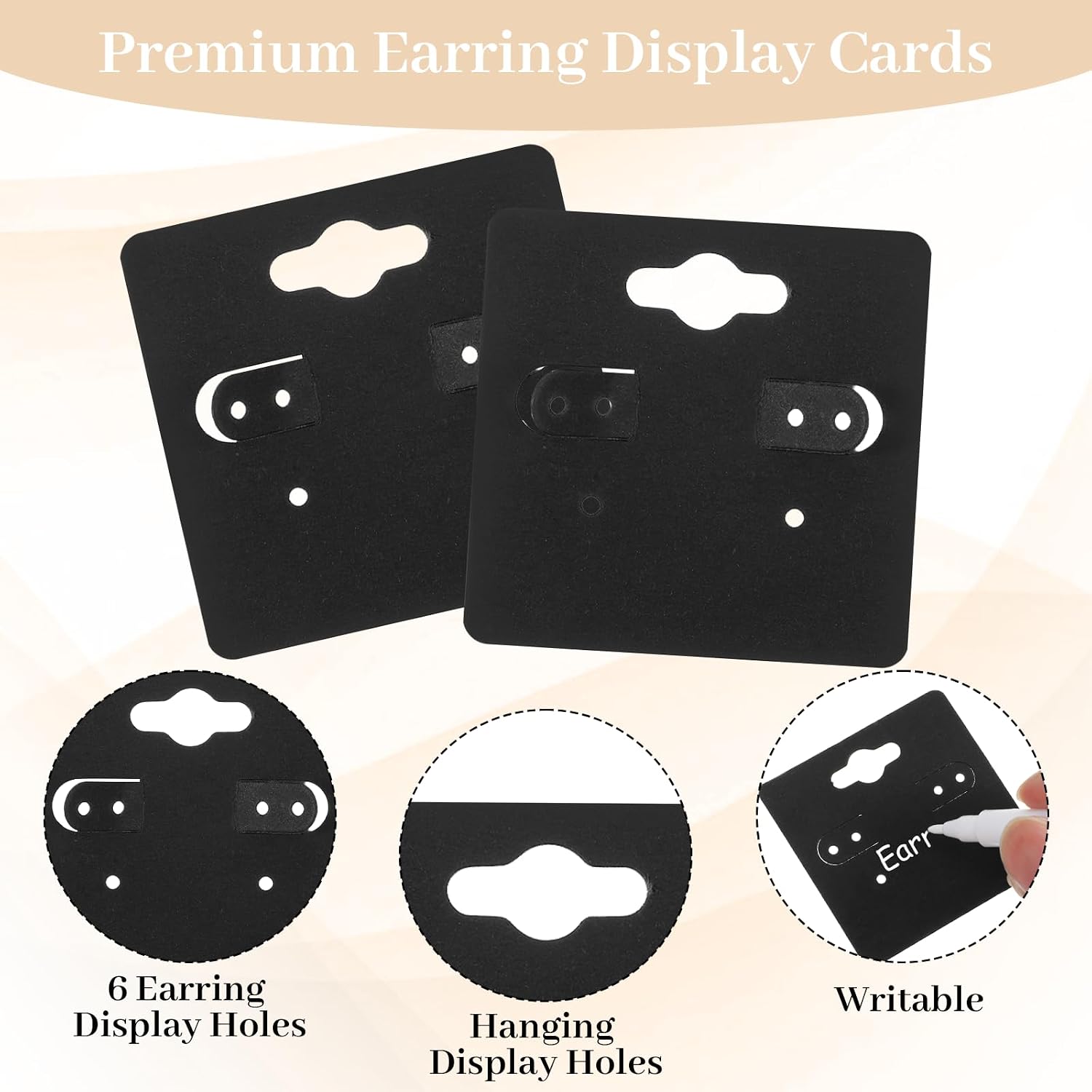 200Pcs Earring Cards with Holes, Ymapinc Black Jewelry Holder Display Cards
