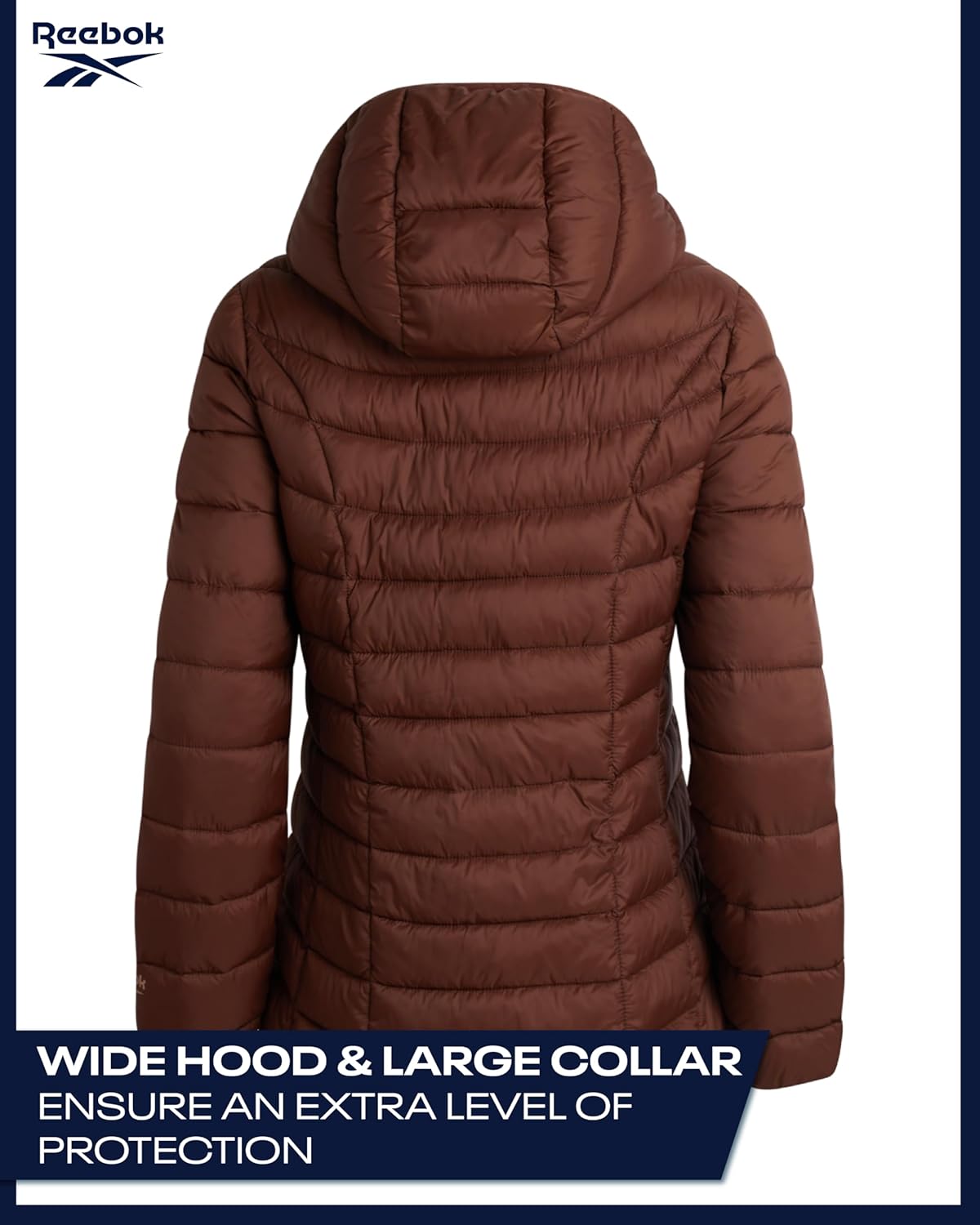 Reebok Womens Puffer Jacket - Lightweight Quilted Snow Glacier Shield Zip Up Bubble Winter Coat for Women with Hood & Pockets - Image 7