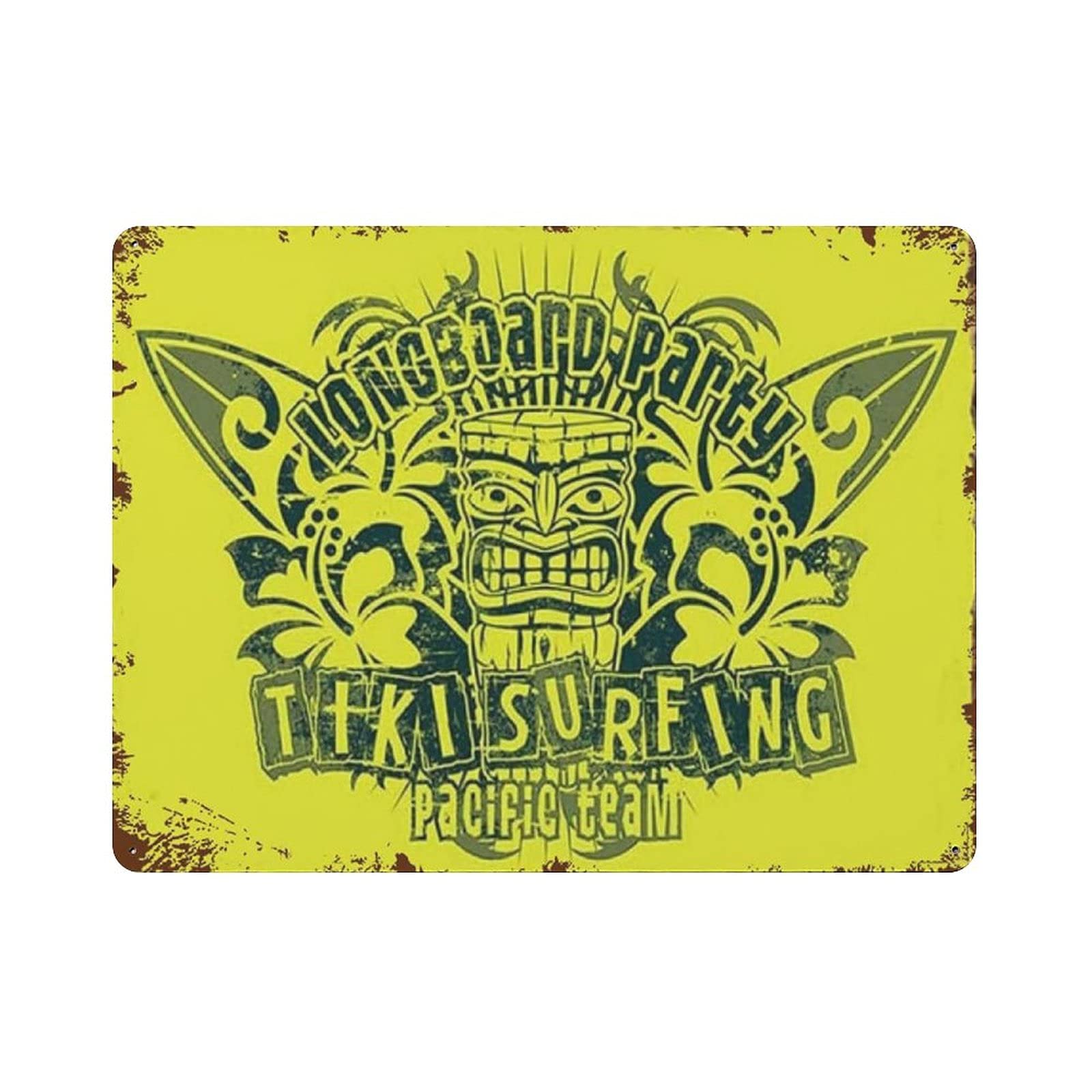rayprint Tiki Surfing Party Poster Resort Bar Tin Sign Metal Plaque Art Hanging Iron Painting Retro Home Kitchen Garden Garage Wall Decor 12"x16"