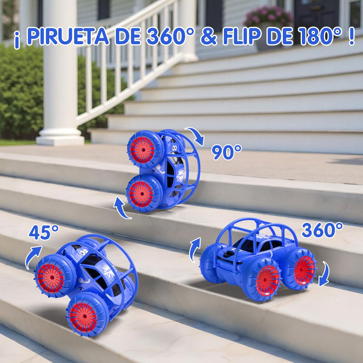 ifollower Coche Teledirigido 4x4 Camión Anfibio, 360° Acrobacias y LED, 15km/h, Carga USB-C Directa, Juguete para Niños 3 4 5 6 7 8 9 10 11 12 Años, Regalo Navidad Cumpleaños