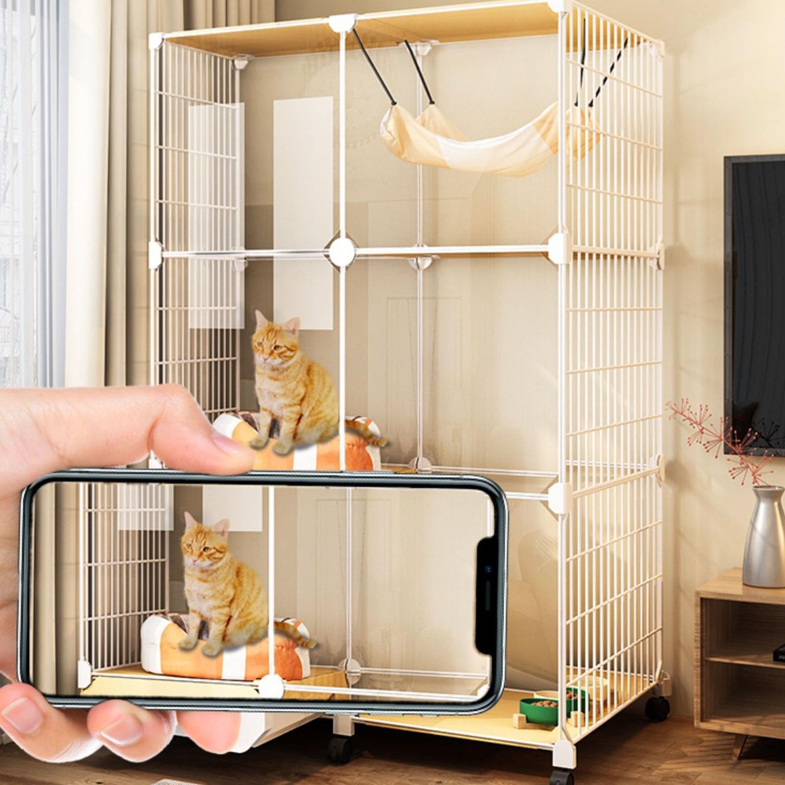 Amazon.co.jp: 屋内猫の囲い、猫小屋ペットベビーサークル小動物ケージ