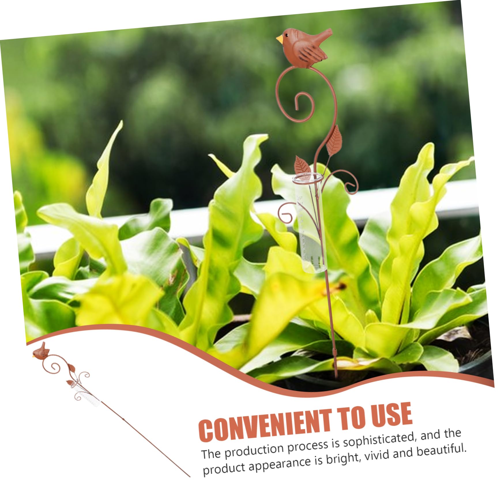 VANZACK Pluviómetro de Estaca de Hierro para Jardín, Medidor de Lluvia Decorativo de Suelo, de Hierro y Vidrio, para Patio y Césped