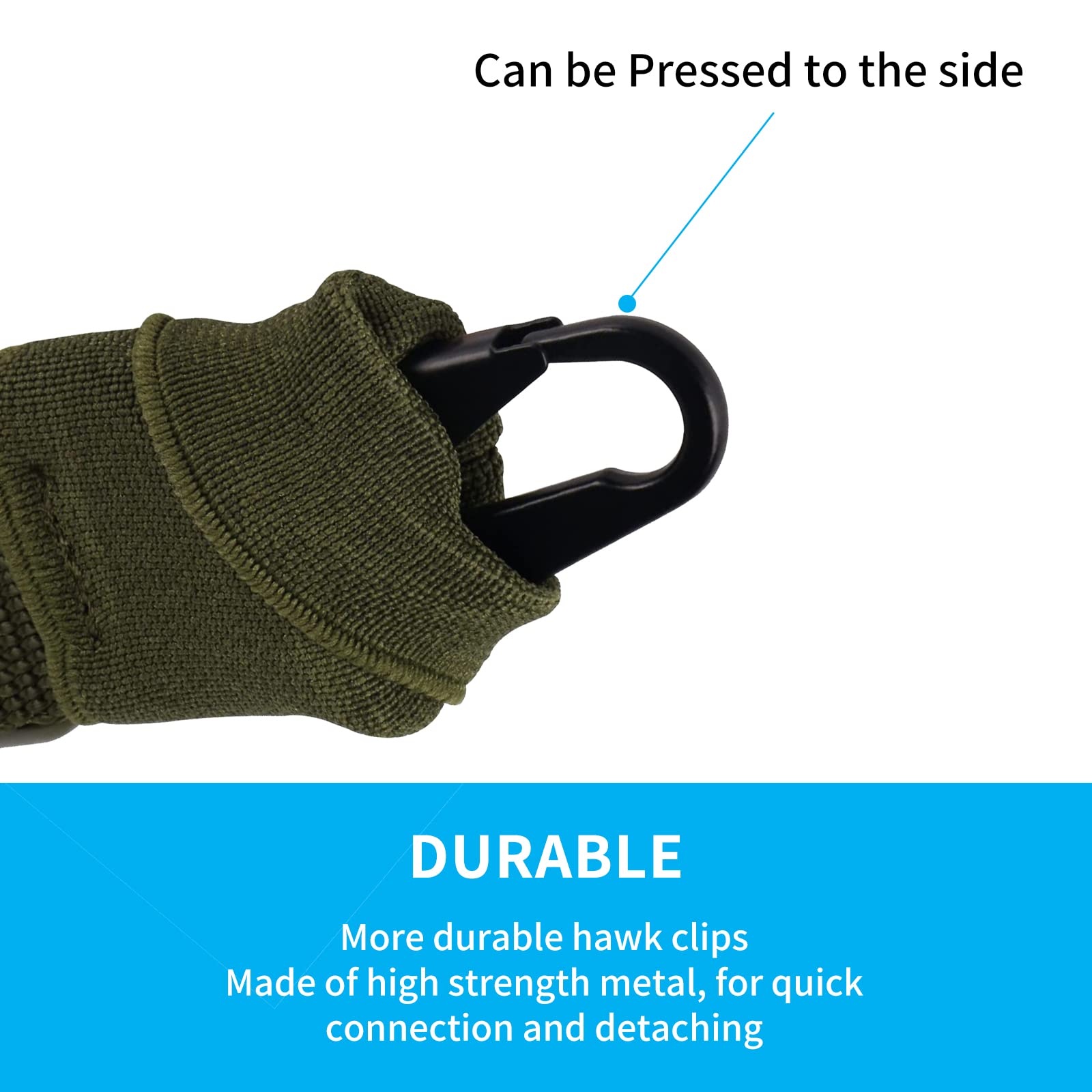 Tactical Single Point Sling Regolazione Rapida della Lunghezza della Cinghia in Nylon Webbing Multi-Uso Durevole con Gancio in Metallo per Sport all'aperto