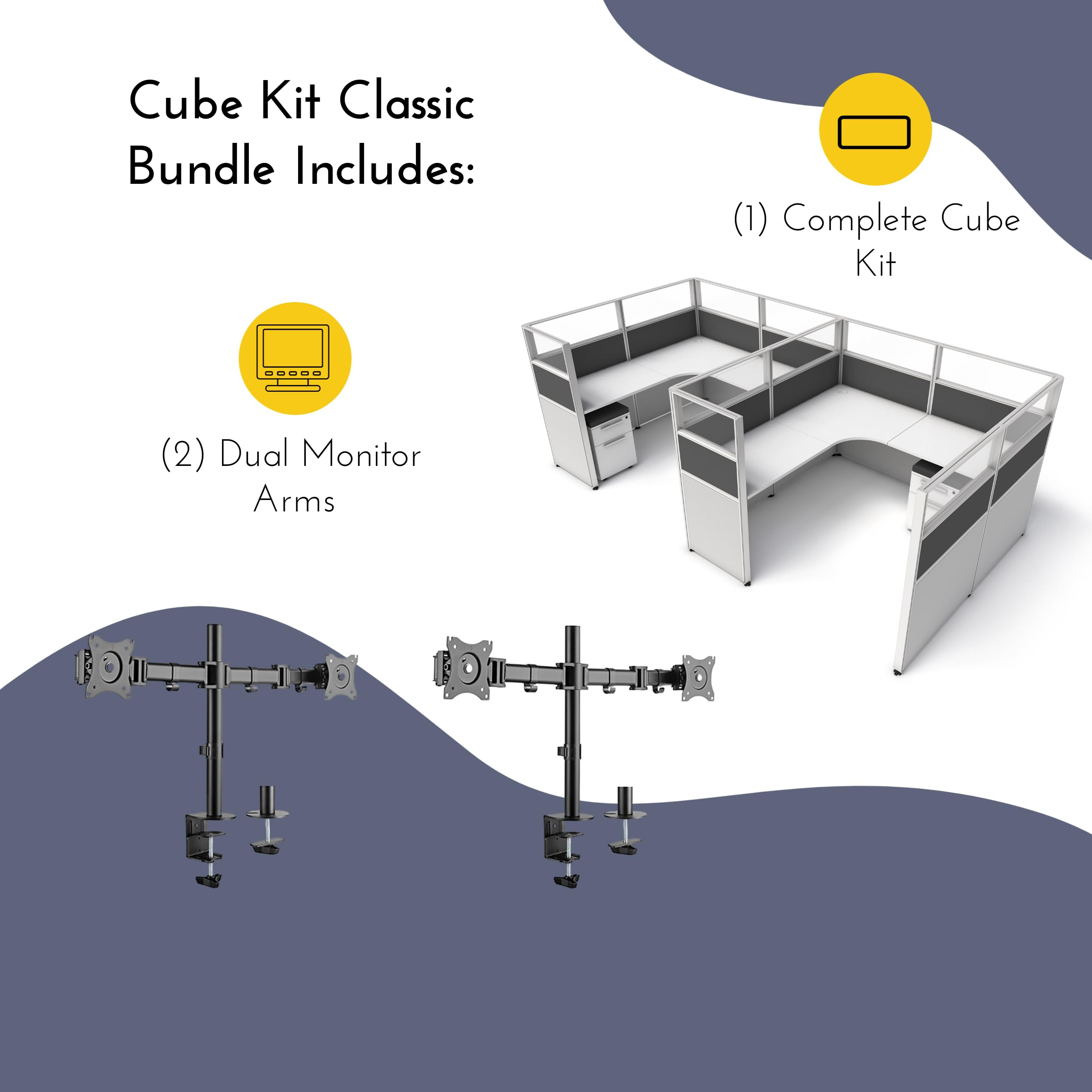 SUNLINE Office Cubicle - Complete Cubicle Desk Kit with 7 Layout Options and Dual Monitor Arm Modular Cubicle — view 3