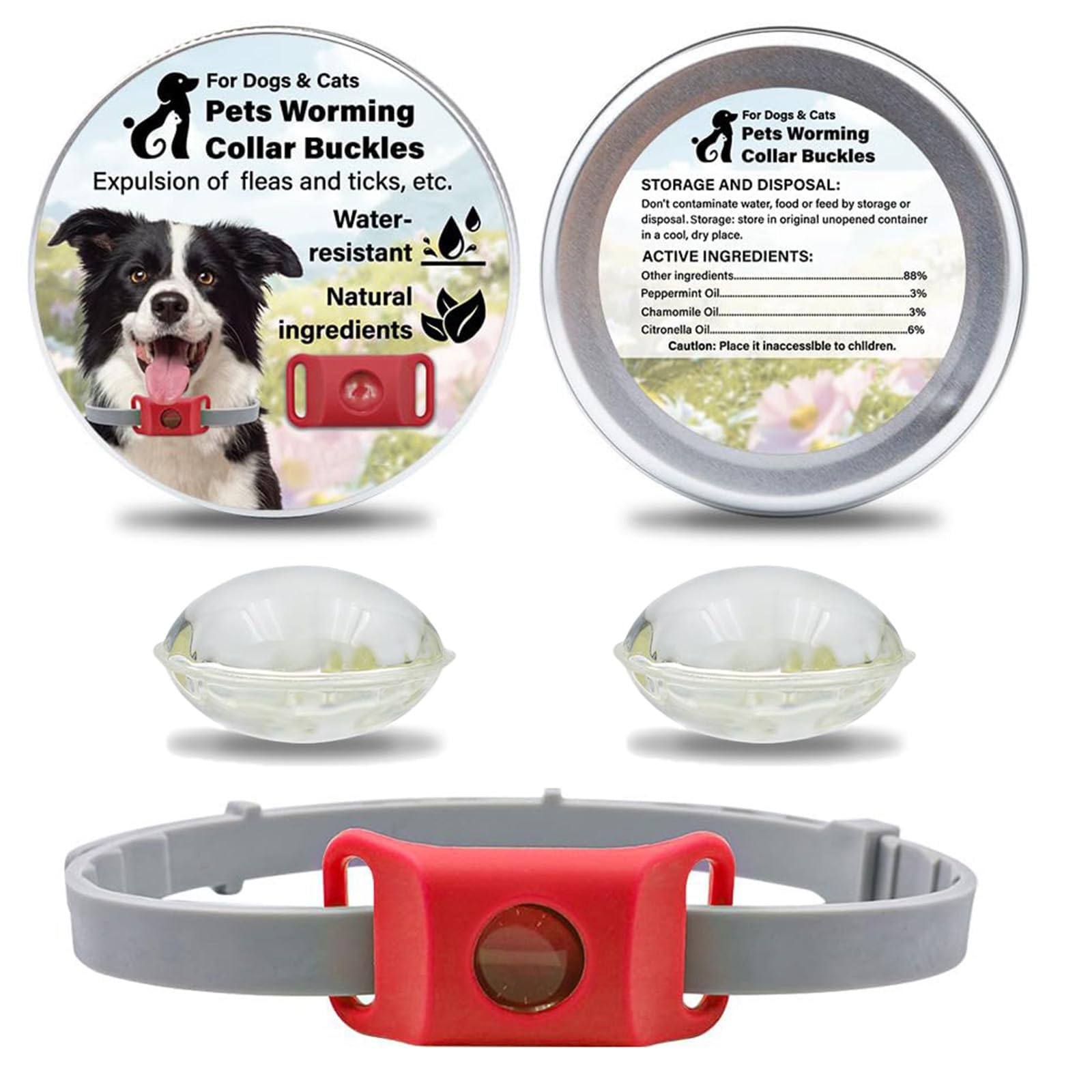 Aquality Pets Collier Antiparasitaire, Collier Anti Puces pour Chien, Réglable Naturel Pendentif Répulsif aux Huiles Essentielles avec 2 Capsules Remplaçables (Noir) - 4
