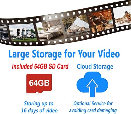 Miniatura 9 de W-A2 - Cámara de seguridad 2K con tarjeta SD de 64 GB y almacenamiento en la nube, duración de la batería de 100 días, visión nocturna a color,