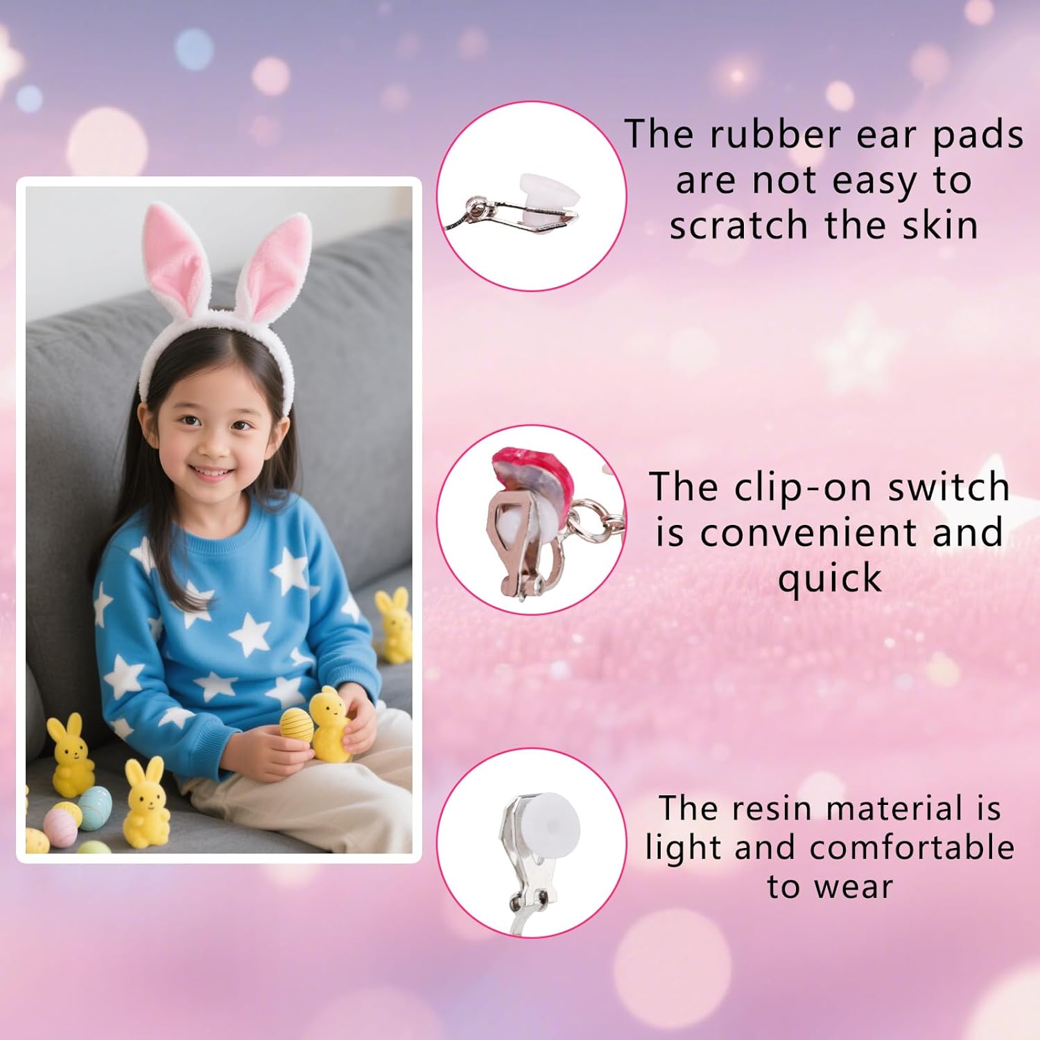 6 Pairs Colorful Clip on Drop Earrings Set, Resin No Pierced Design Kids Child Dangle Earrings Cute Butterfly Ear Clips for Children Toddler Party Daily Wearing Princess Jewelry - Image 4