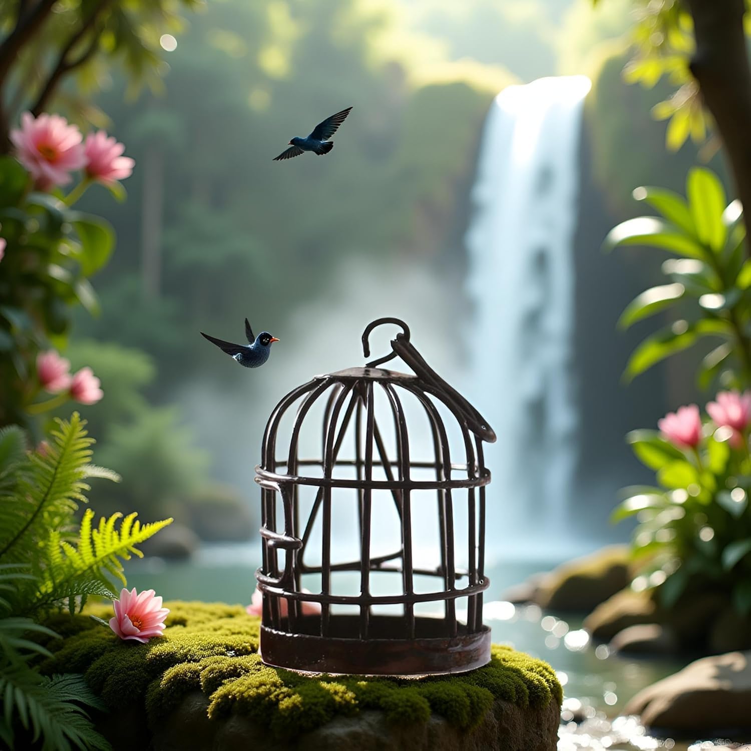 Miniature Bird cage Ornament Model Home Desktop Decor, Miniature Furniture and Accessories, Black, Miniature (3 cm length) - Image 2