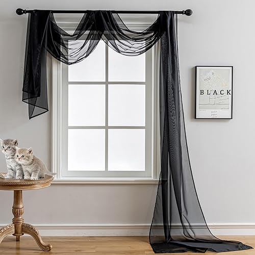 Miniatura 2 de AZRMT Bufanda de ventana para cama, cortinas de arco de boda, tela drapeada de 144 pulgadas de largo (12 pies), cenefas de cortina para ventanas,