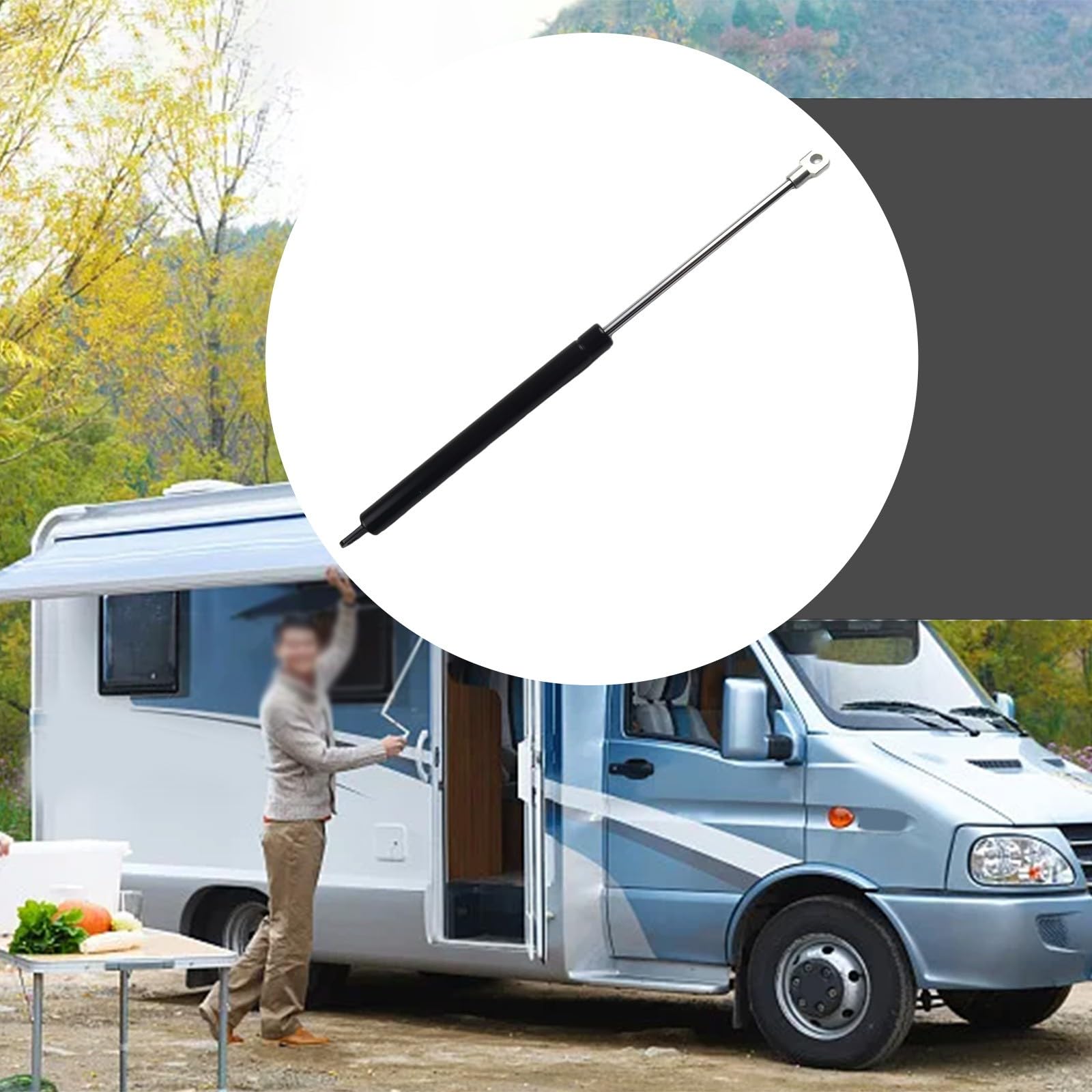 1 par de amortiguadores de gas de 340 mm para caravana, autocaravana, compatible con Seitz Dometic Heki 2 G4 12 140 1 330 AU11 AB07 40N M6 rosca negra — view 3