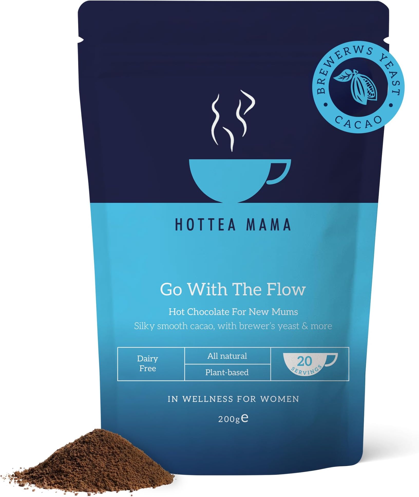 HOTTEA MAMA | Go With The Flow | Breastfeeding Support Hot Chocolate | 41% Cacao | Brewer’s Yeast | 200g (20 mugs of hot chocolate)