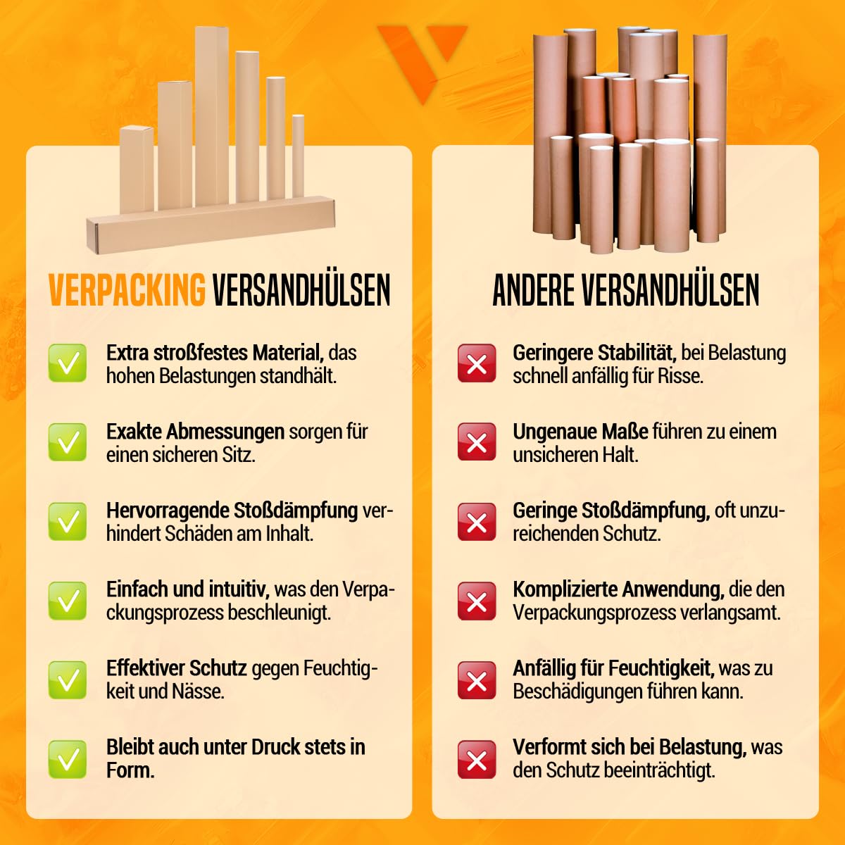 verpacking tubo de envío 475 x 110 x 110 mm Marrón [Versión y cantidad a elegir] caja plegable 10 unidades