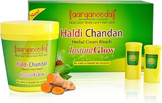 Aaryanveda Haldi Chandan Herbal Bleach Cream for Face 250g | Tan Removal, Skin Brightening & Natural Glow | Suitable for A... Price In India