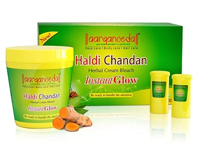 Aryanveda Haldi Chandan Herbal Bleach Cream (250g) for face and body, Radiant Skin, Natural Glowing Fairness, Tan Remova