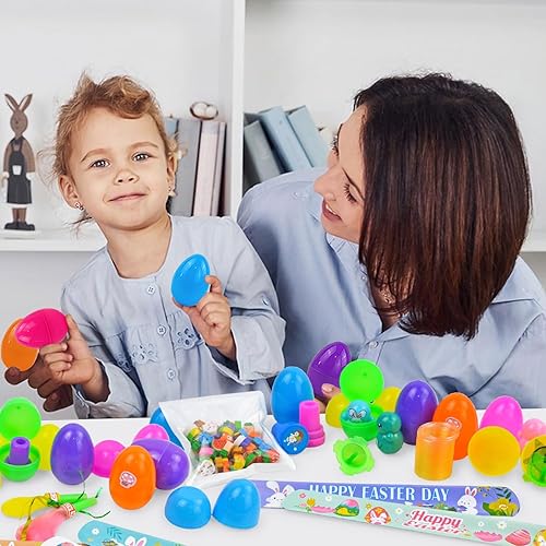 Miniatura 5 de Vileafy 179 cestas de Pascua para niños de 4 a 8 años de edad, recuerdos de fiesta de Pascua para niños y niñas, huevos de Pascua precargados para