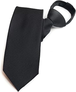 Men's Zipper Tie Pretied Solid Checks Striped Wedding Business Formal Necktie