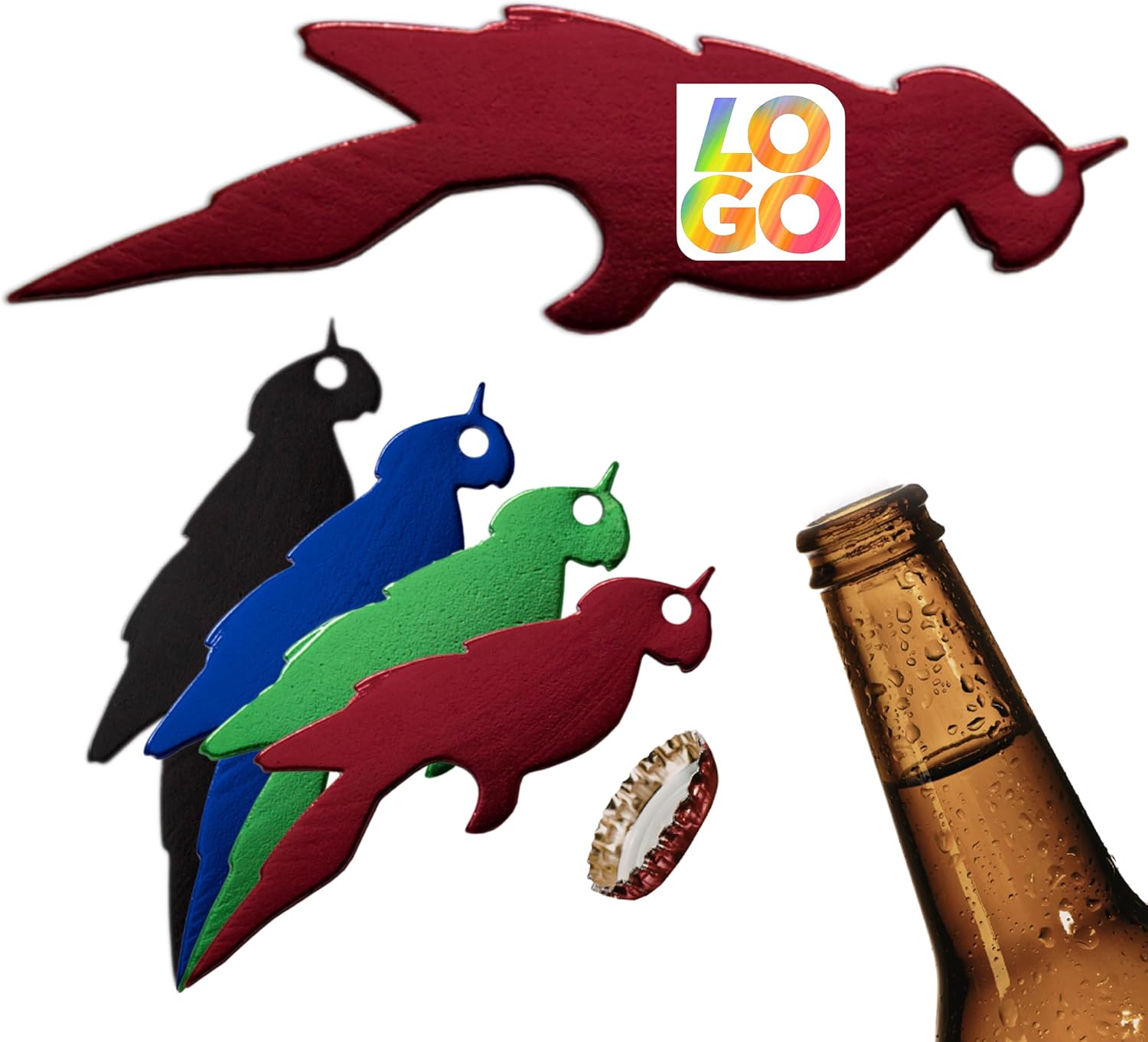 Custom Imprinted Bird-Shaped Bottle Opener for Events, Bars, and Brand Display (Red, QTY 1000)