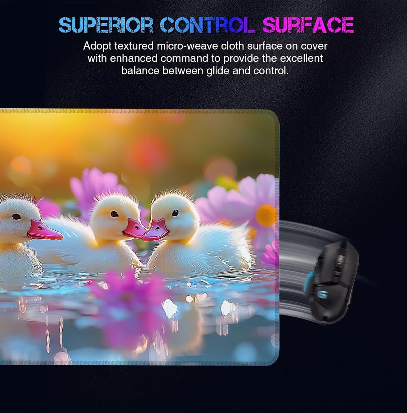 Mauspad XXL 1200 x 600 mm Schreibtischunterlage Gaming Mousepad Wasserdicht und Rutschfester Gummi Verbessert Präzision und Geschwindigkeit Mousepad Geschenke für Männer Bürobedarf (Ente Tier) B0J-379