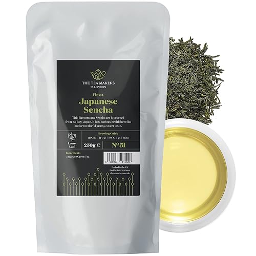 Japanese Sencha Green Tea Loose Leaf - Natural & Authentic Japanese Green Tea - Clean Green Infusion & Smooth, Grassy-Sweet Notes - 250g Easy to Brew Japanese Tea by The Tea Makers of London - 250 g (Pack of 1)