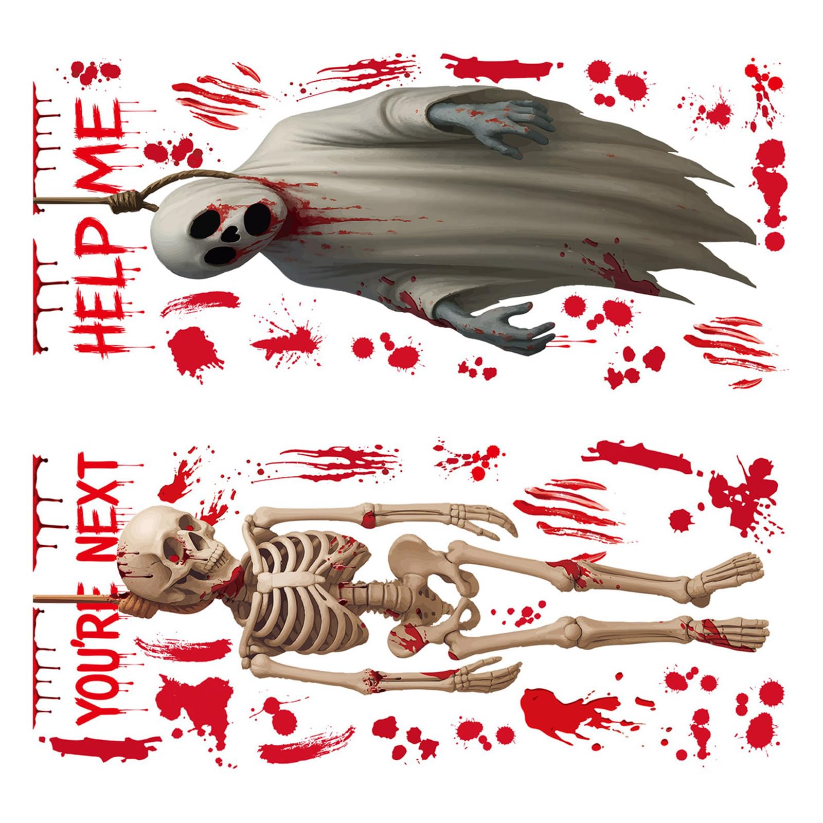 Xjdzineq Statics Cling Halloween Decal Efficient Bloody Skull Specters for Glass Door Party Decorations PVC Materials Scary Specters Halloween Window Decal