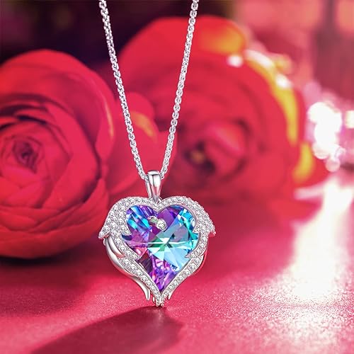 Miniatura 3 de Kate Lynn Collares de corazón con alas de ángel para mujer, regalo de cumpleaños, aniversario, Navidad, para mamá, esposa, hija, novia, símbolo de