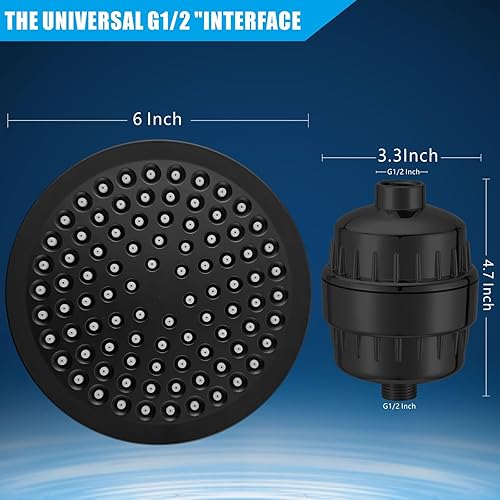 Miniatura 7 de Cabezal de ducha filtrado, juego de filtros de cabezal de ducha de lluvia de alta presión para agua dura, elimina el cloro y las sustancias nocivas