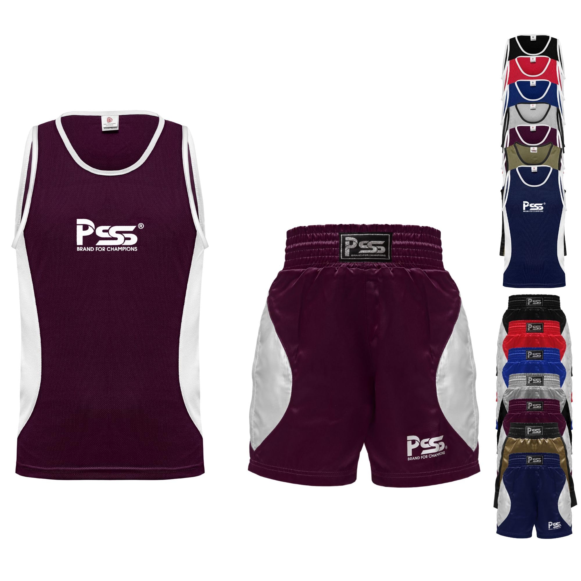 PSS Ultimate - Uniforme de boxeo para niños, juego de 2 piezas, ligero, transpirable y cómodo, uniforme de estudiante de boxeo para niños de 3 a 14 años
