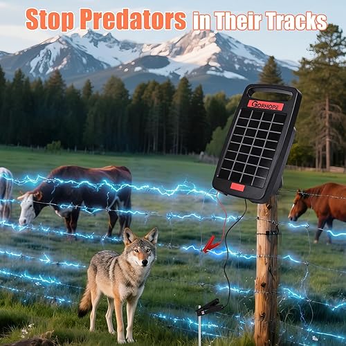 Miniatura 4 de Cargador eléctrico solar de 5 millas con alarma de cortocircuito, cargador solar de valla 0.11J protección de 24 horas, con panel solar, protección