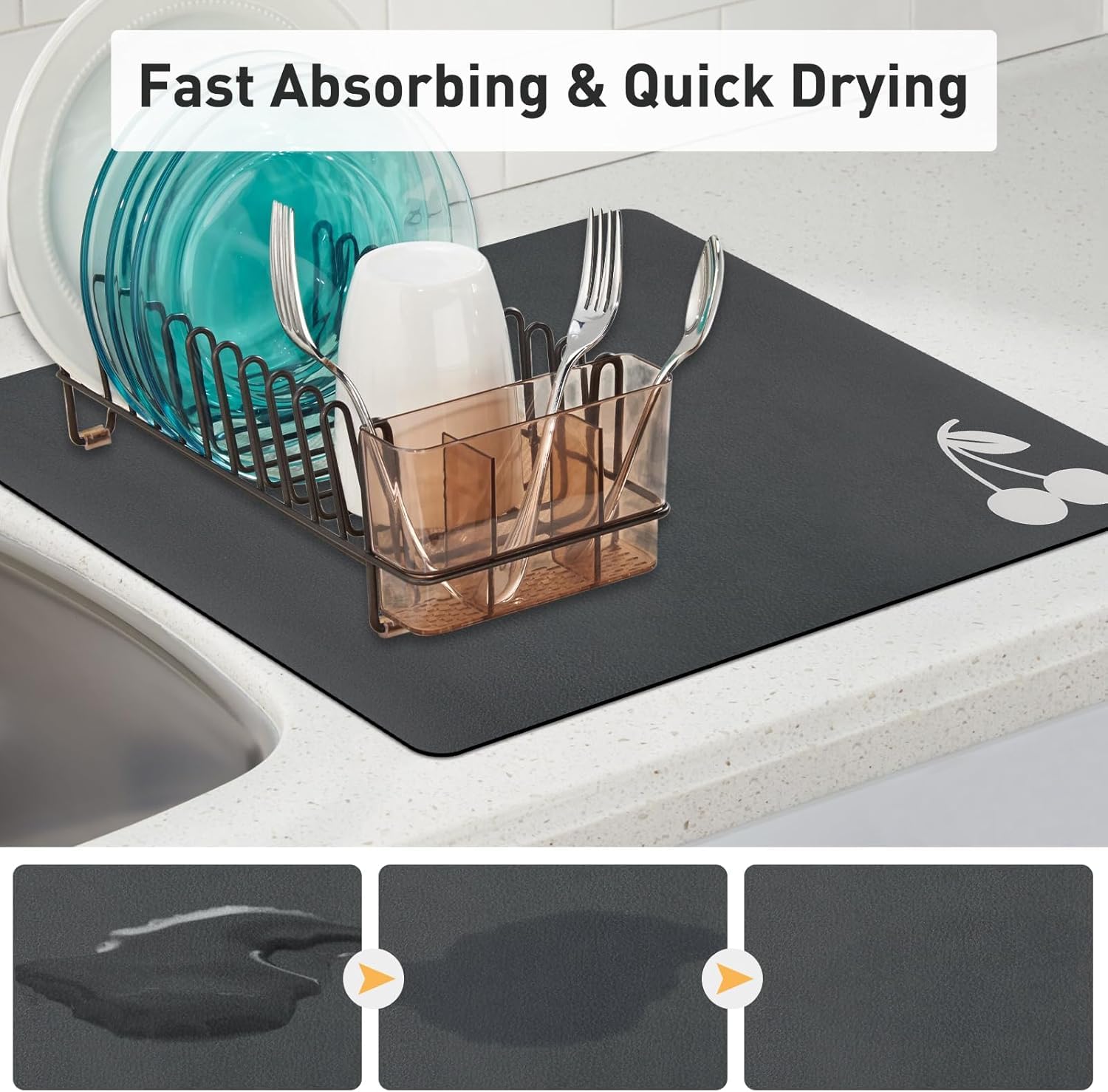 COOFANDY Dish Drying Mat - Absorbent & Non-Slip -5