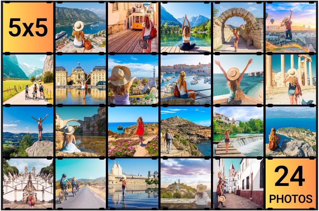 Frame-it Modular Picture Frame, Infinite Expandable Photo Gallery, 5x5 Square Frame with Front-Loading Design, Easy Photo Swap, Multi-Photo Display for Wall and Desktop